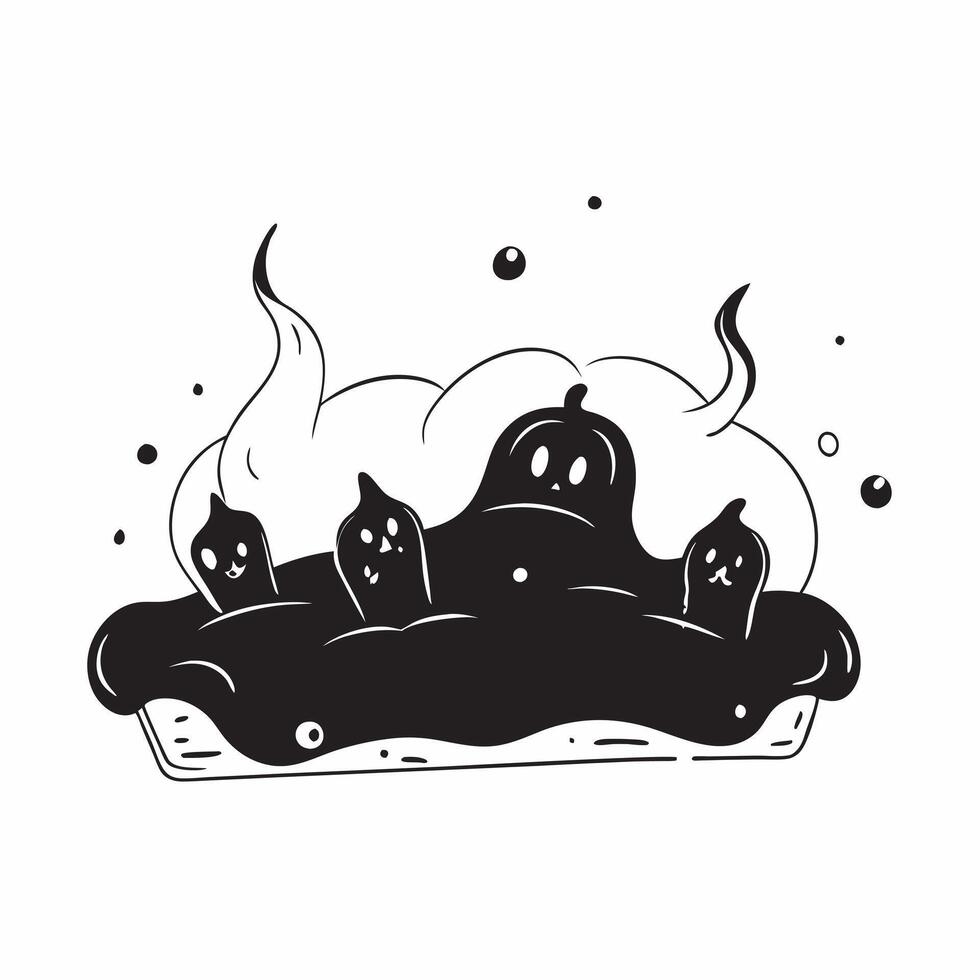 Glossy Halloween Night Background with Pumpkins concept as A glossy dark background featuring glowing pumpkins and eerie fog perfect for setting the scene for Halloween party invit pure vector