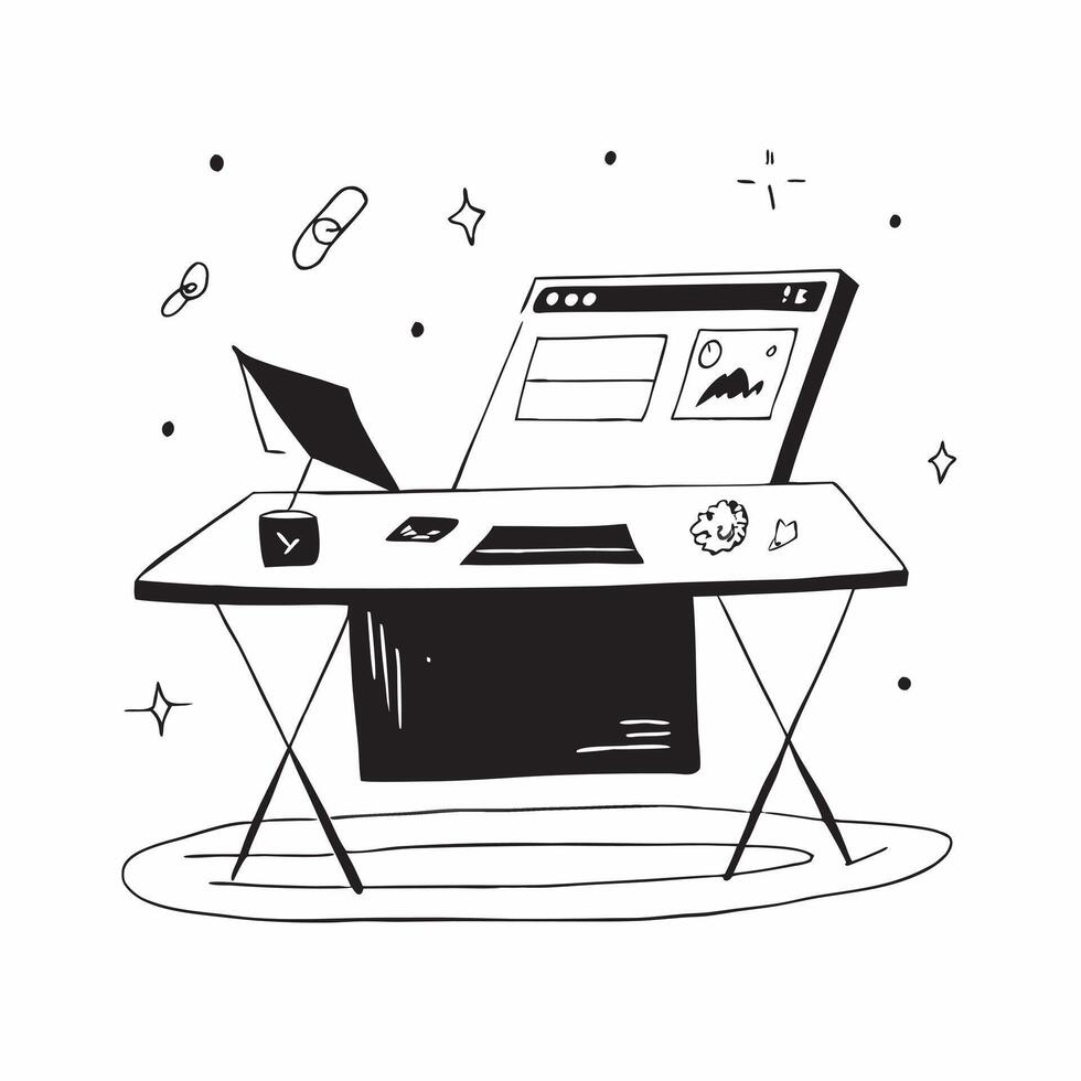 Glossy Home Office Desk with Abstract Digital Art Background concept as A photo depicting a home office desk with a glossy finish and an abstract digital art background The image pure Set 5 vector