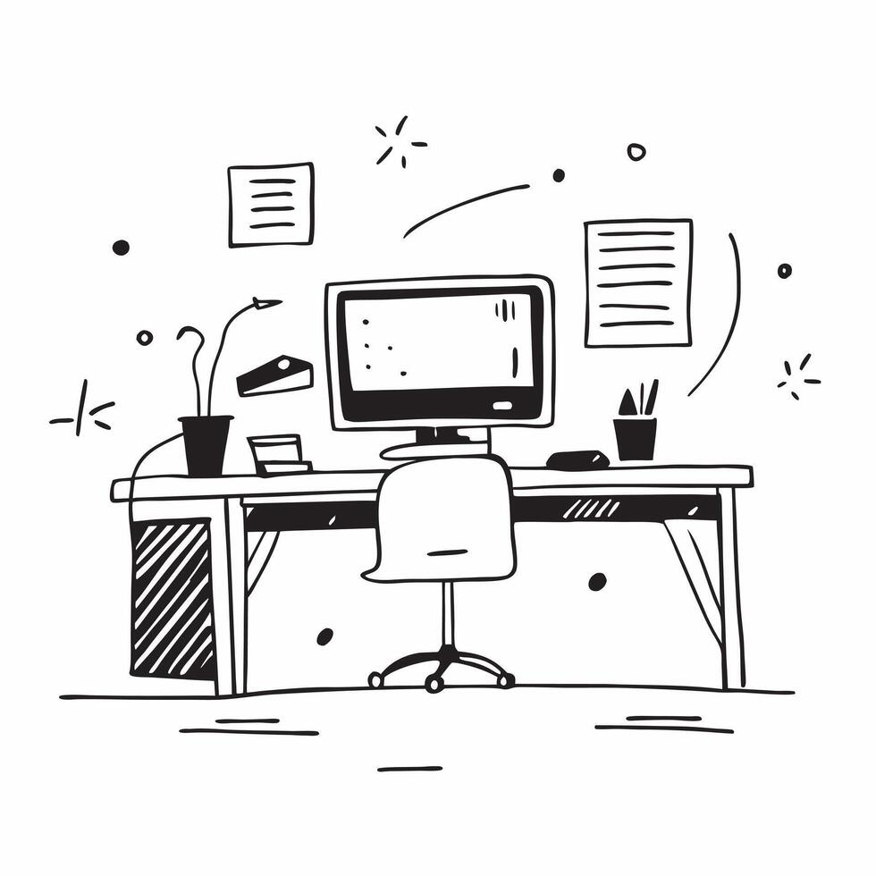 Glossy Home Office Setup with Digital Art Background concept as A photo depicting a home office setup with a glossy finish and a digital art background The image is centered on th pure Set 4 vector