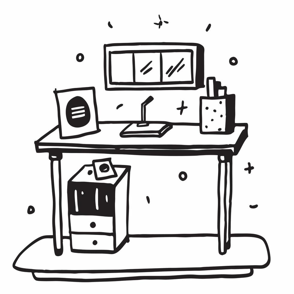 Glossy Home Office with Bookshelf concept as A photo featuring a glossy home office desk setup with a bookshelf in the background The camera captures the scene from an angle highl pure vector
