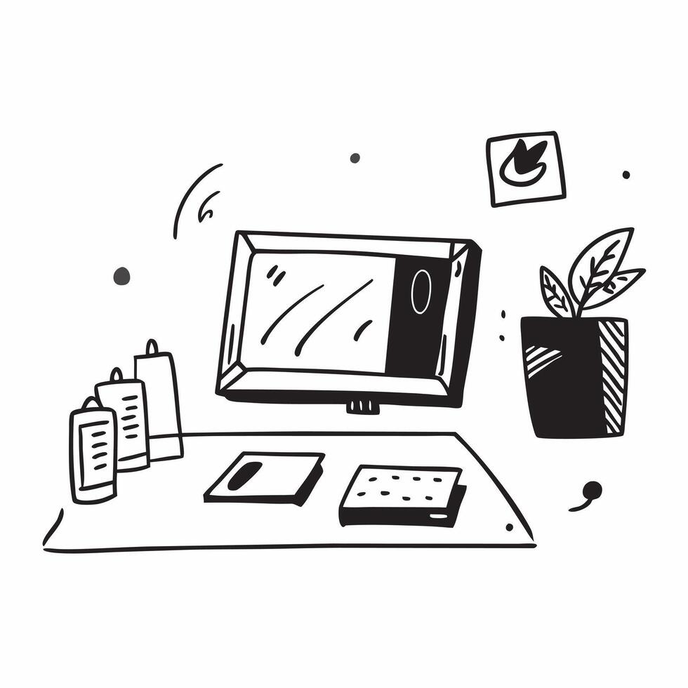 Glossy Home Office with Decorative Items concept as A photo featuring a glossy home office desk setup with decorative items such as a plant and a picture frame The camera captures pure Set 2 vector