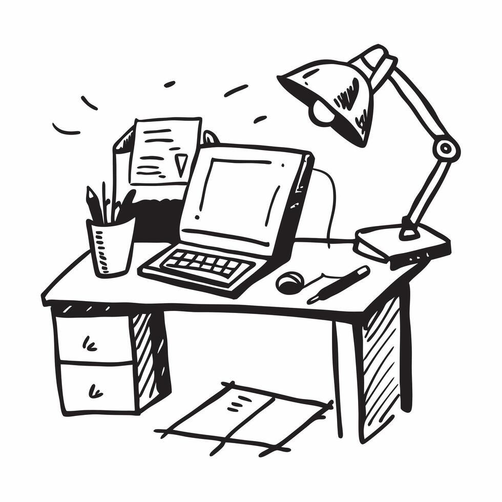 Glossy Home Office with Desk Lamp concept as A photo featuring a glossy home office desk setup with a desk lamp The camera captures the scene from an angle highlighting the functi pure vector