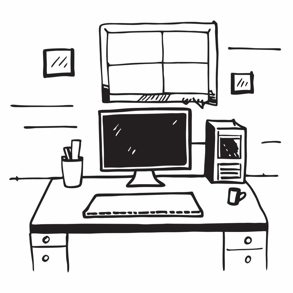 Glossy Home Office with Window View concept as A photo featuring a glossy home office desk setup with a window view The camera captures the scene from the front showcasing the bri pure Set 2 vector