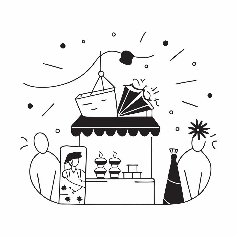 Glossy illustration of a market scene for Dhanteras with festive lights concept as Camera movement Pan across the vibrant market stalls and shoppers under festive lights Scene Col pure Set 2 vector