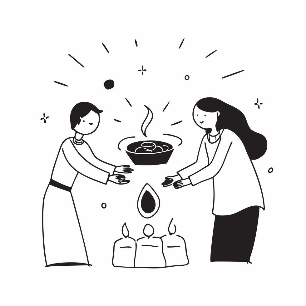 Glossy image of a family lighting Dhanteras diyas together concept as Camera movement Zoom into the family members faces as they light diyas Scene Warm festive home background De pure vector