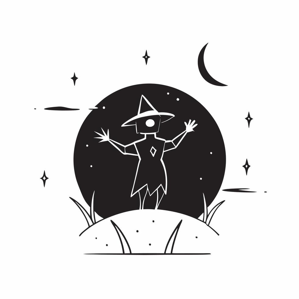 Glossy Scarecrow Background with Cornfield concept as A glossy background featuring a scarecrow in a dark eerie cornfield with glowing moonlight The scene is perfect for Halloween pure vector
