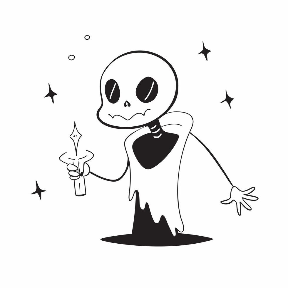 Glossy Skeleton Background with Candles concept as A glossy background featuring a skeleton holding a candle in a dark eerie room The scene is ideal for horror themed Halloween ad pure vector