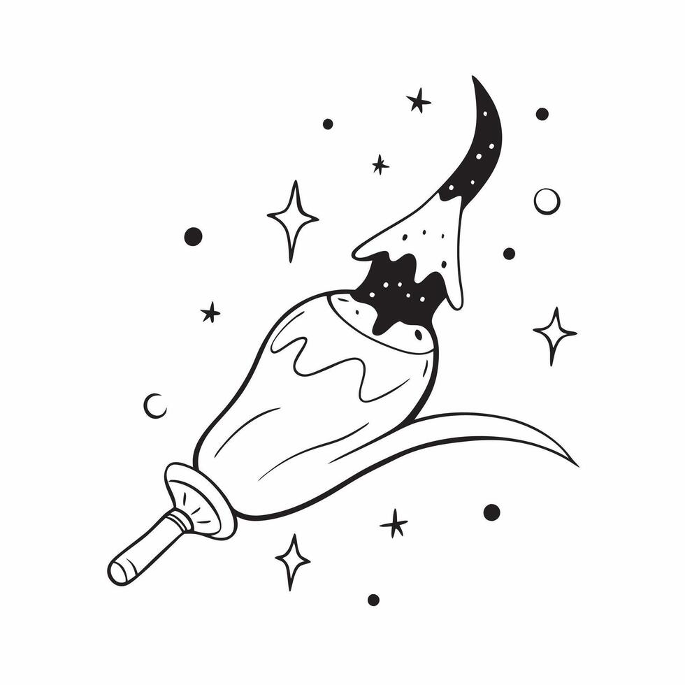 Glossy Witchs Broom Background with Stars concept as A glossy background featuring a witchs broom flying through a starry night sky Perfect for Halloween party invitations or witc pure vector