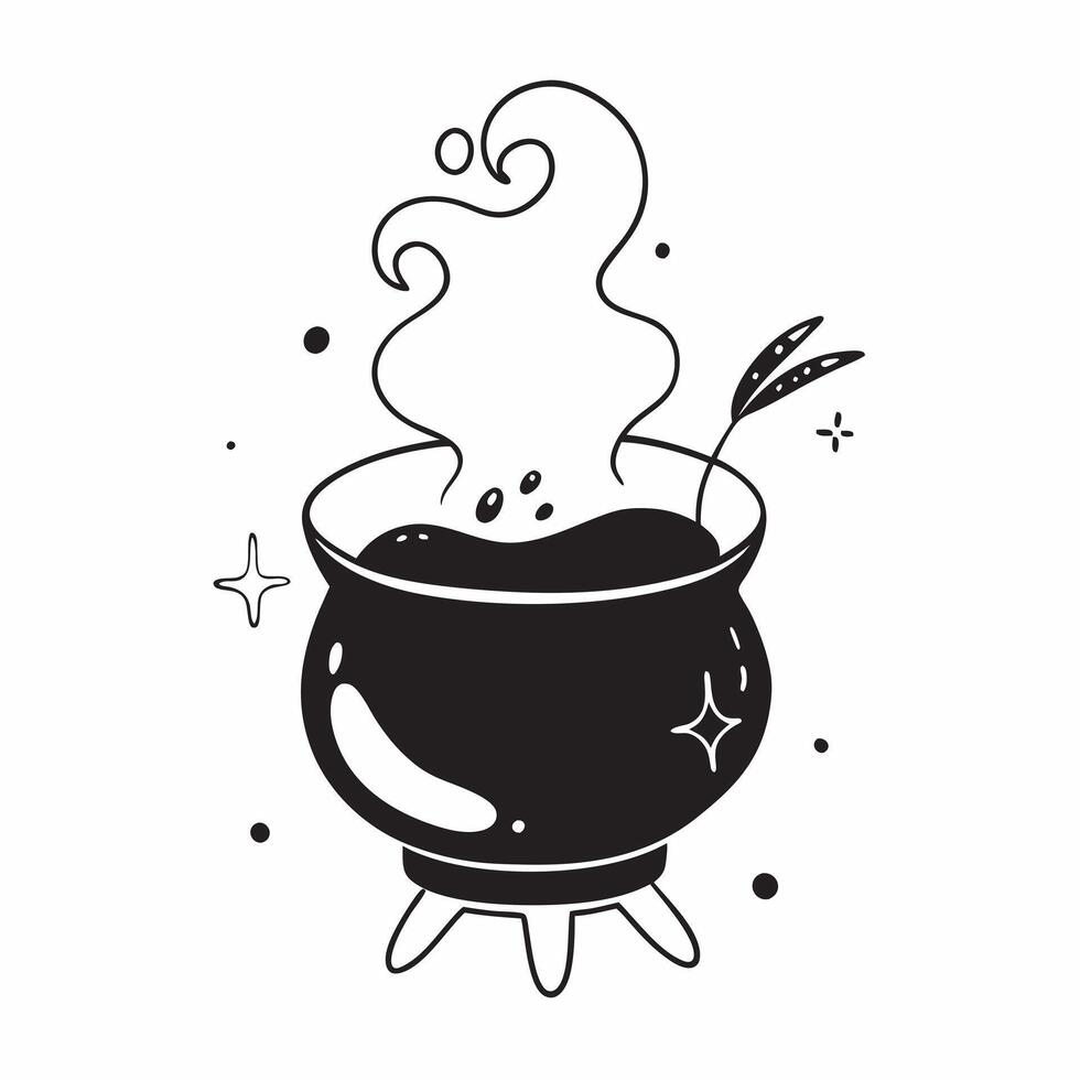 Glossy Witchs Brew Background with Cauldron concept as A glossy dark background featuring a bubbling cauldron with glowing magical smoke swirling upwards ideal for Halloween themed pure vector