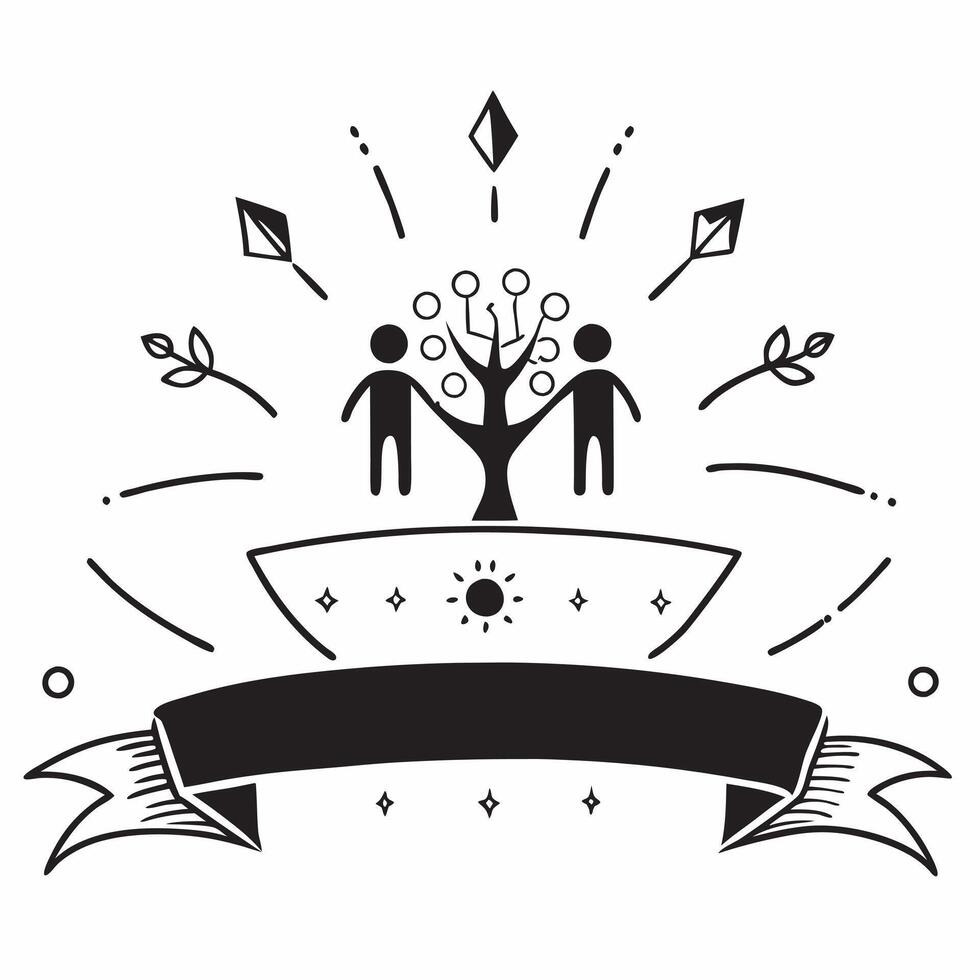 Glowing Abstract Family Tree with Growth Symbols concept as A sleek digital art banner depicting a glowing abstract family tree with symbols representing growth and development in pure vector