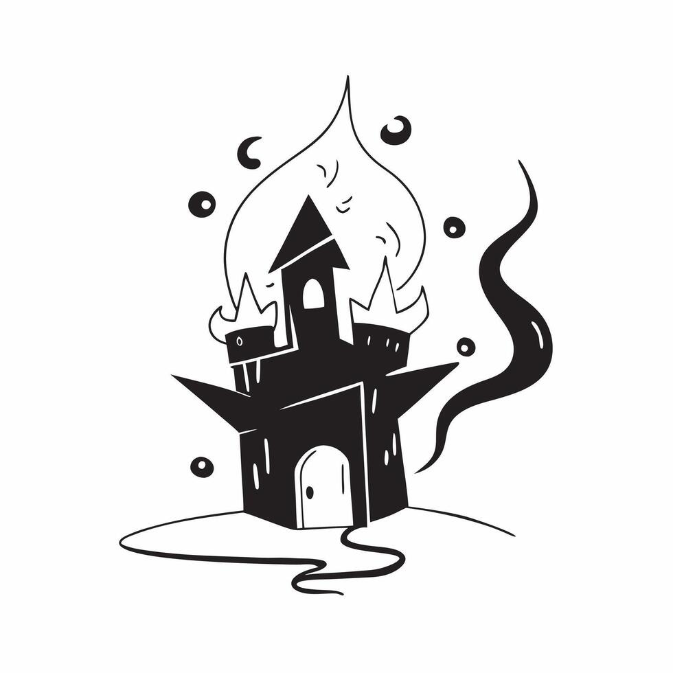 Glowing Abstract Haunted House concept as A vibrant glowing abstract digital art of a haunted house with eerie light effects and swirling shadows The scene is perfect for Hallowee pure vector
