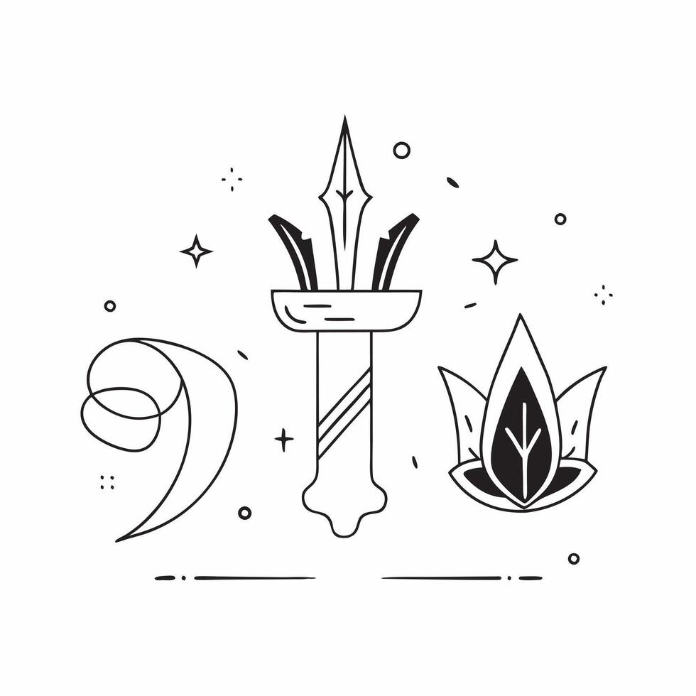 Glowing Abstract Lotus and Sword concept as A serene glowing abstract digital art featuring a lotus and sword symbolizing purity and victory during Dussehra Ideal for spiritual an pure vector