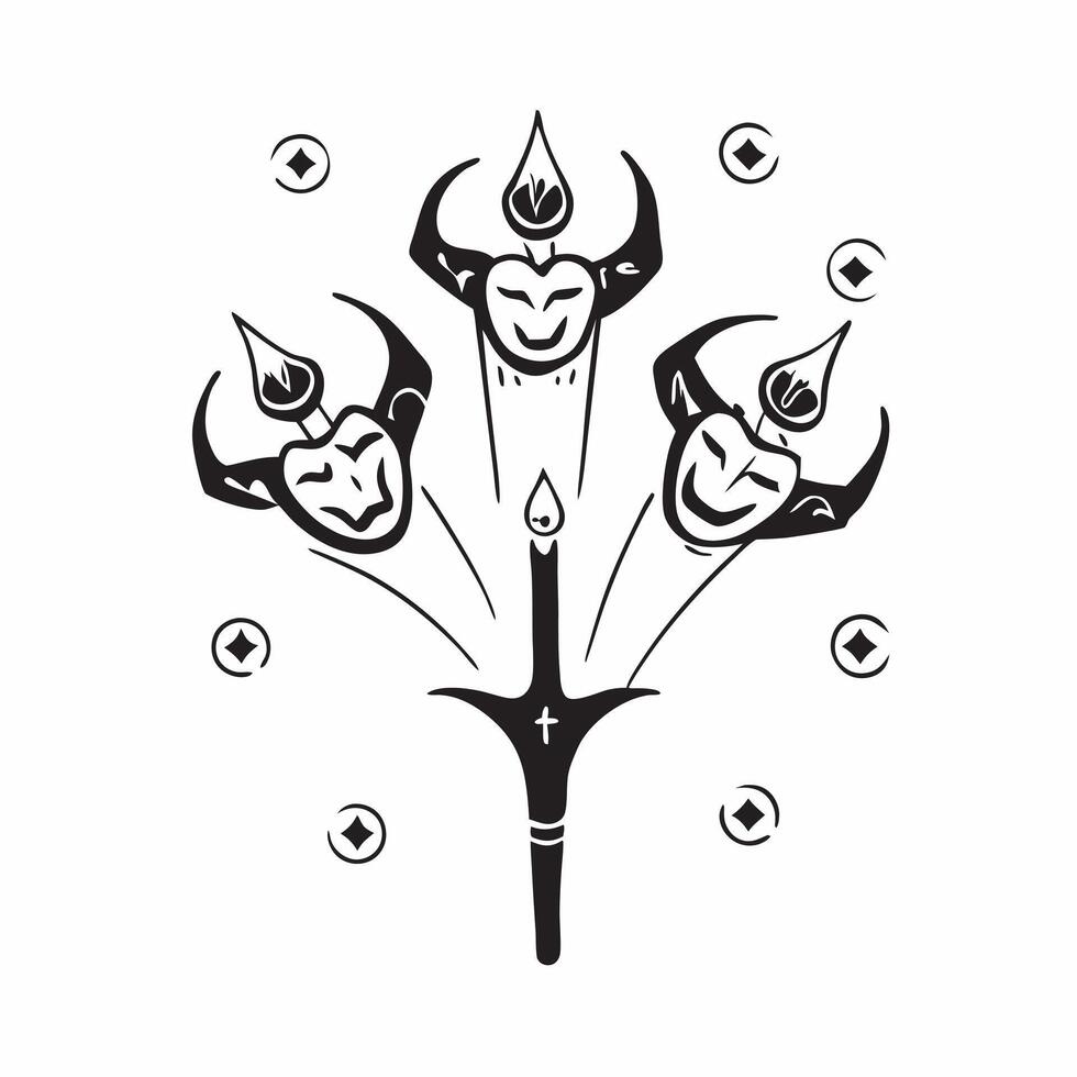 Glowing Abstract Ravana Heads concept as A striking glowing abstract digital art showcasing the ten heads of Ravana each emitting a unique glow Ideal for Dussehra themed banners a pure vector