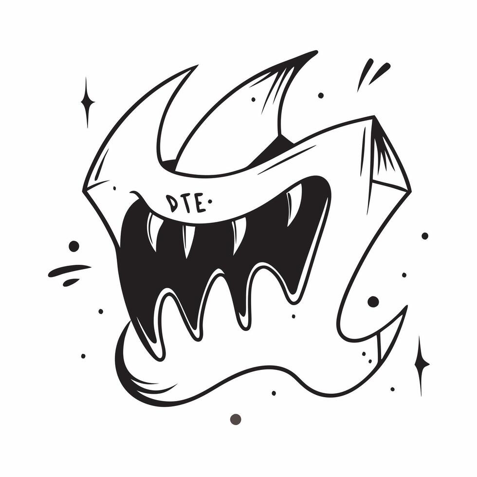 Glowing Abstract Vampire Fangs with Bite Text concept as A sleek glowing abstract digital art featuring vampire fangs with the word Bite in a sharp eerie font The scene is perfect pure vector