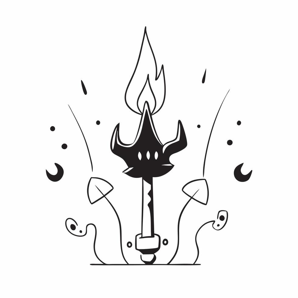 Glowing Abstract Trident and Flame concept as A powerful glowing abstract digital art featuring a trident surrounded by flames symbolizing divine power in the Dussehra story Ideal pure vector