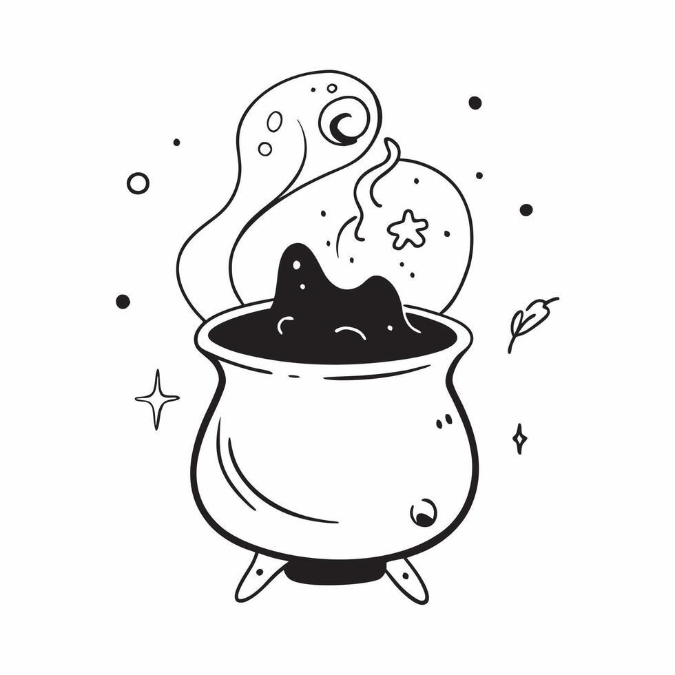 Glowing Abstract Witchs Brew concept as A vibrant glowing abstract digital art depicting a witchs brew bubbling in a cauldron with swirling magical lights The scene is ideal for H pure vector