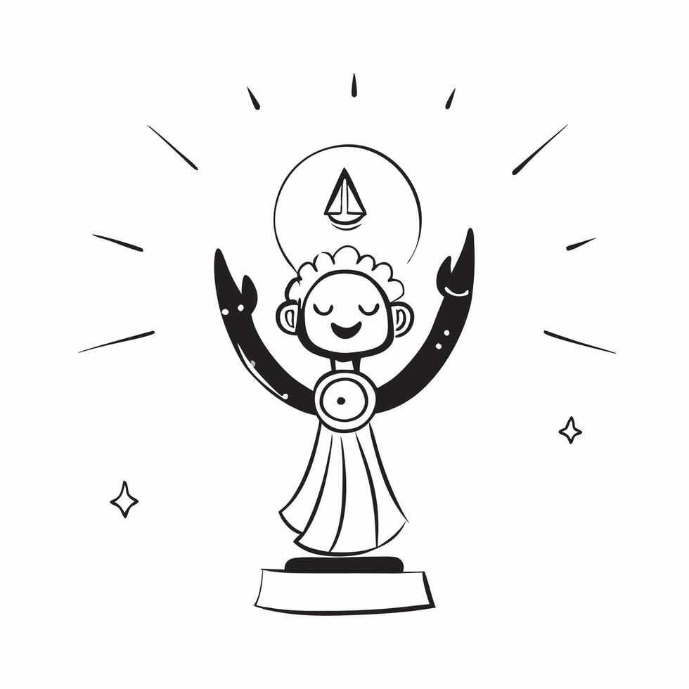 Goddess Durga Statue Illuminated concept as Mid shot of a statue of Goddess Durga illuminated with soft glowing lights during Dussehra with a glossy finish on the statue emphasizin pure vector