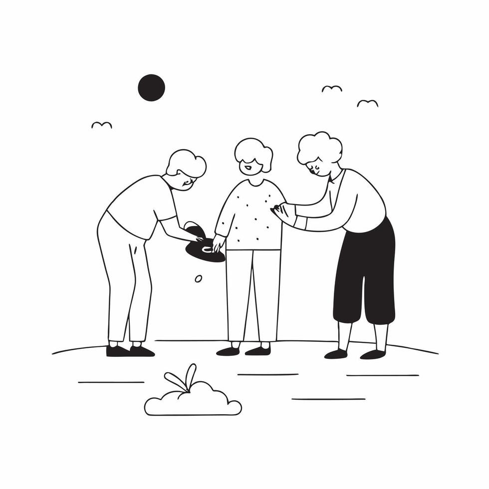 Grandparents and Grandchildren Feeding Ducks at a Pond concept as A candid shot of grandparents and grandchildren feeding ducks at a pond on a sunny day The image captures the sim pure vector