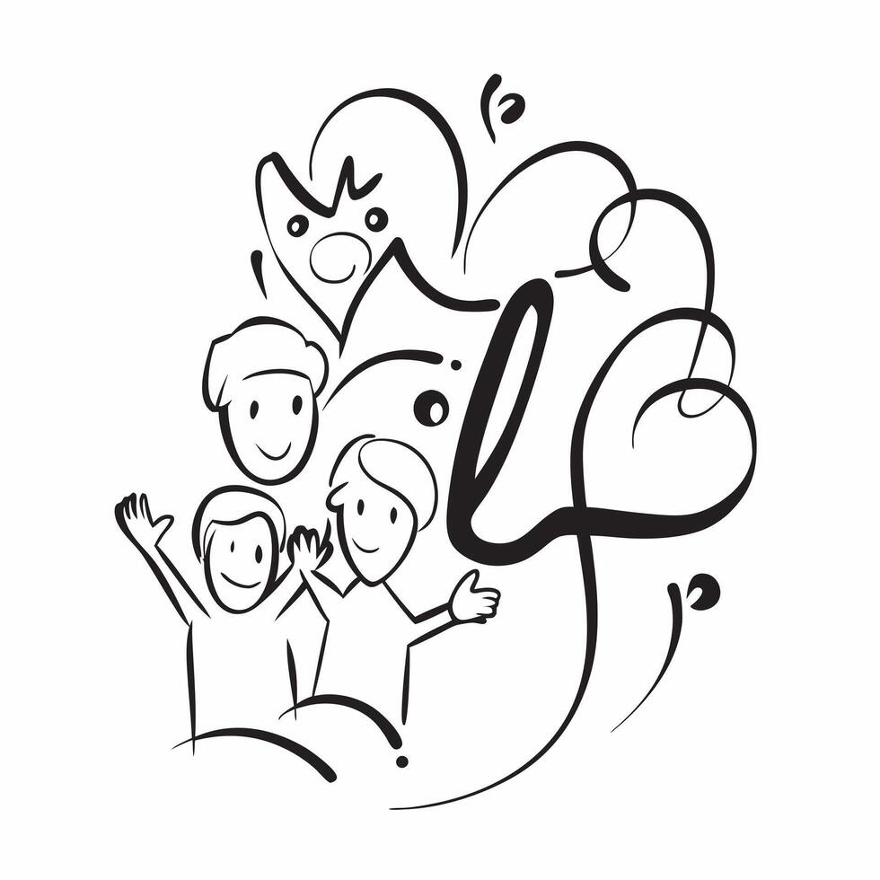Grandparents and Grandchildren Heartbeat with Life Text concept as An abstract showing a heartbeat line with icons representing grandparents and grandchildren with the word pure vector