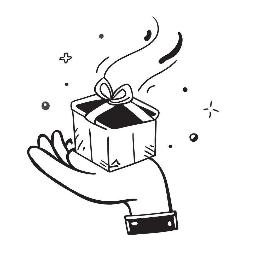Hand holding a gift box with holographic Diwali bow and Gift of Diwali text isolated on white balance concept as Camera movement Zoom into the hand and gift box with holographic bo pure vector