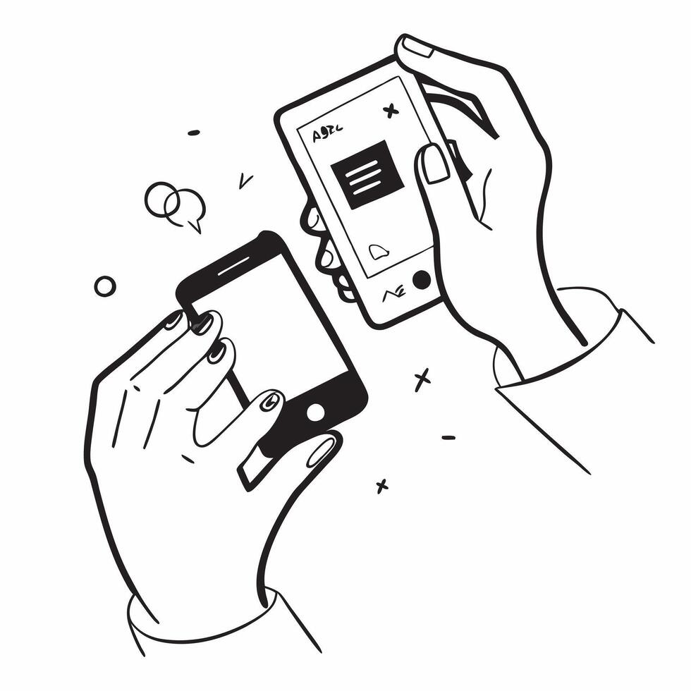 Hands Holding Smartphone with Glossy Interface concept as Hands holding a smartphone with a glossy interface highlighting mobile technology and connectivity in remote work Camera pure Set 3 vector
