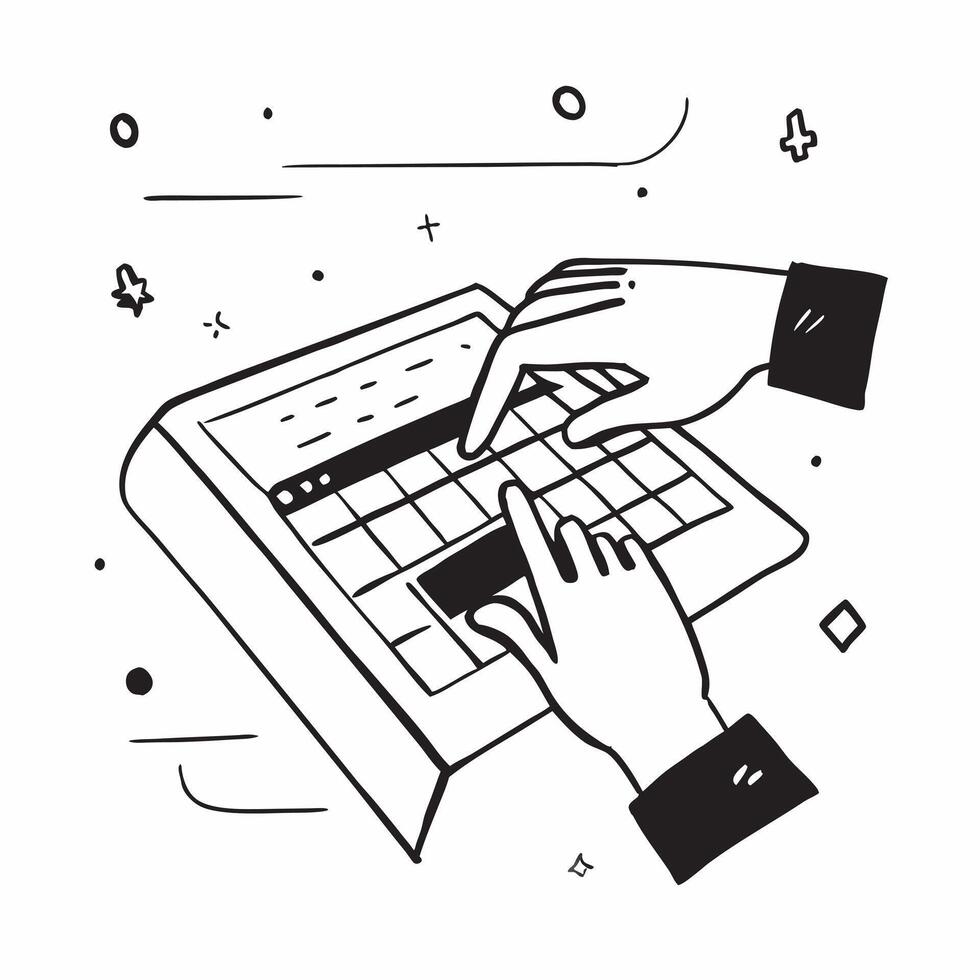 Hands on Abstract Glossy Keyboard with Abstract Background concept as Hands typing on an abstract glossy keyboard with an abstract digital background highlighting remote work techn pure Set 3 vector