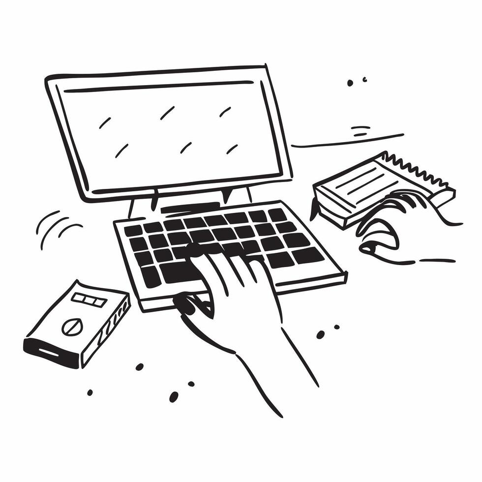 Hands Typing on Keyboard with Glossy Reflection concept as Hands typing on a keyboard with a glossy reflection on the desk highlighting productivity in a modern home office setup pure Set 2 vector