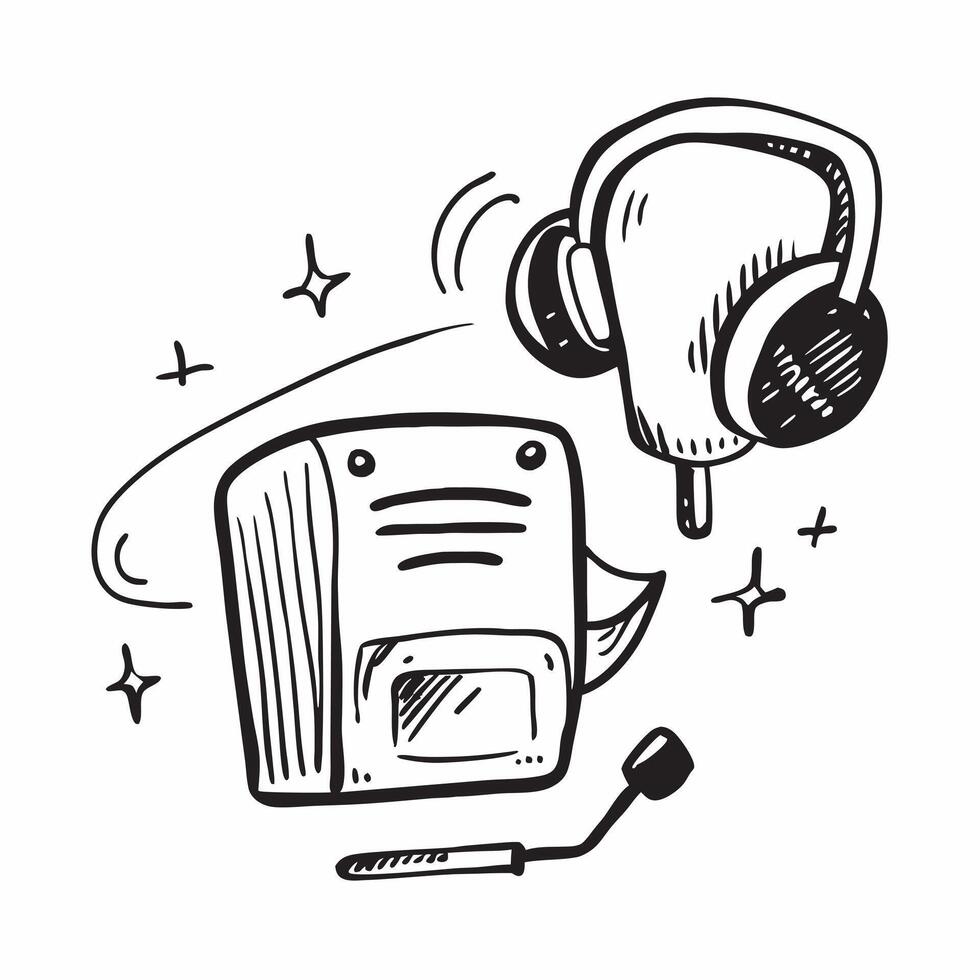 Headphones and Microphone Isolated concept as A image featuring headphones and a microphone isolated on a white background Perfect for representing audio and communication pure vector