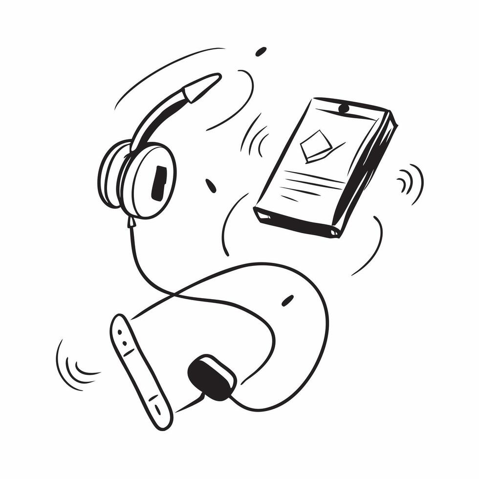 Headphones and Tablet with Remote Work Text concept as Headphones and a tablet with Remote Work text on a white background representing focus and note taking in remote work Camera pure Set 3 vector