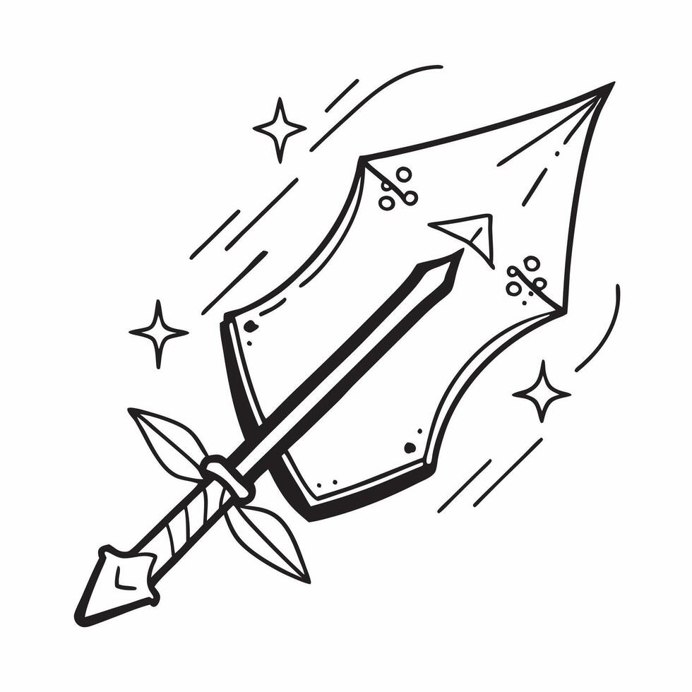 Holographic Arrow and Shield with Defense Text concept as A bold photo featuring a glowing holographic arrow and shield symbolizing the defense against evil during Dussehra The de pure vector