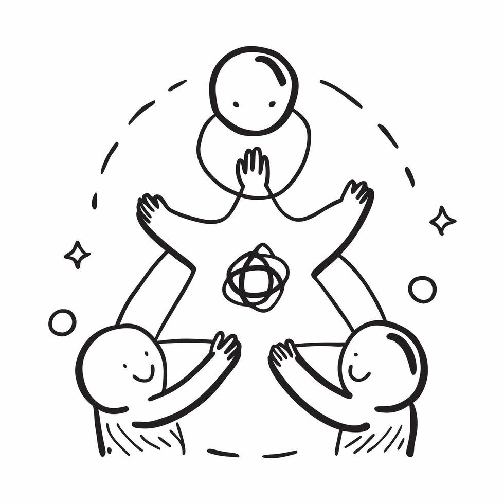 Holographic Family Circle with Glowing Unity concept as A vibrant holographic image of a family forming a circle with glowing unity lines symbolizing togetherness and diversity iso pure Set 3 vector