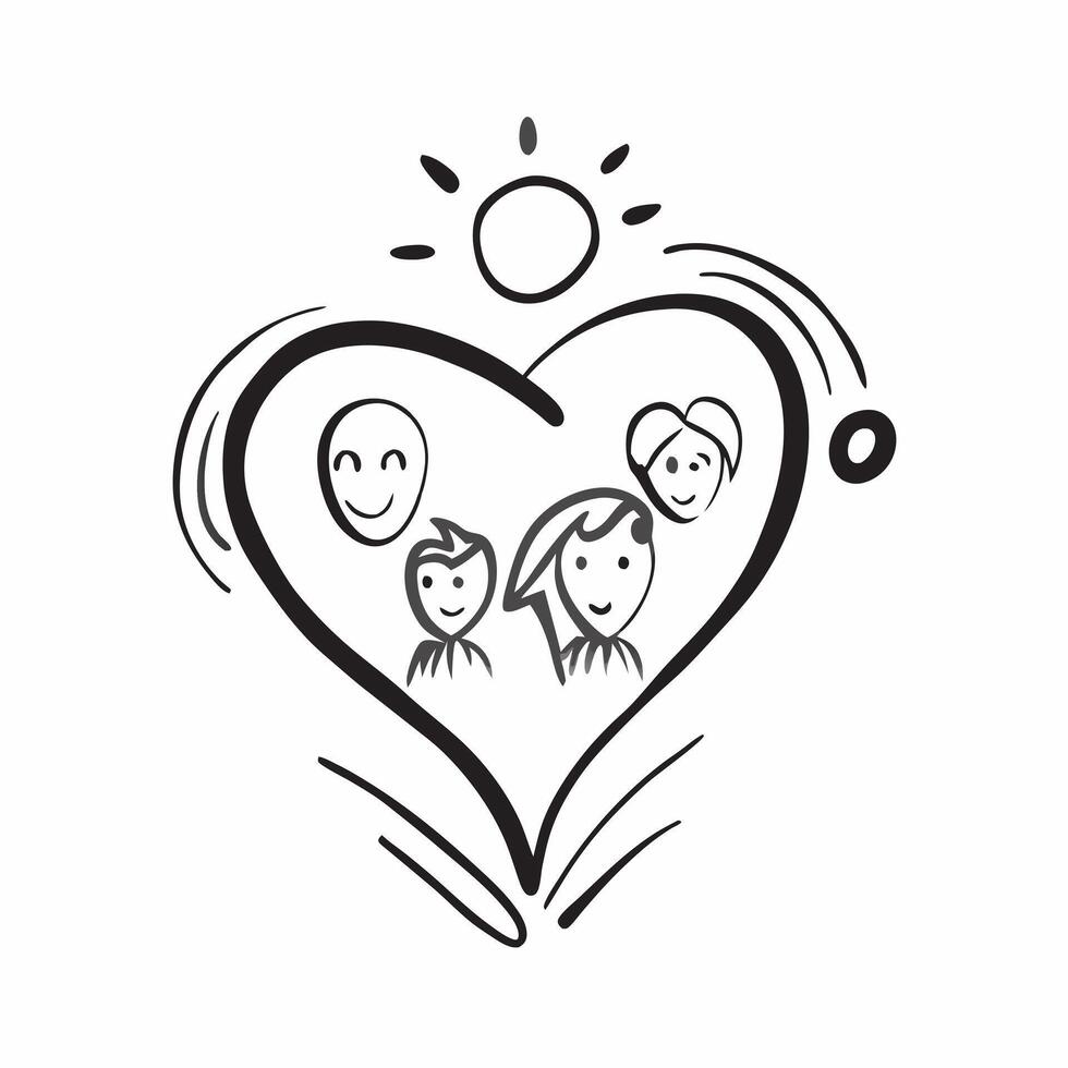 Holographic Family Heart with Glowing Love Symbol concept as A sleek copy space photo featuring a holographic heart symbol with an interracial family accompanied by a glowing love pure vector