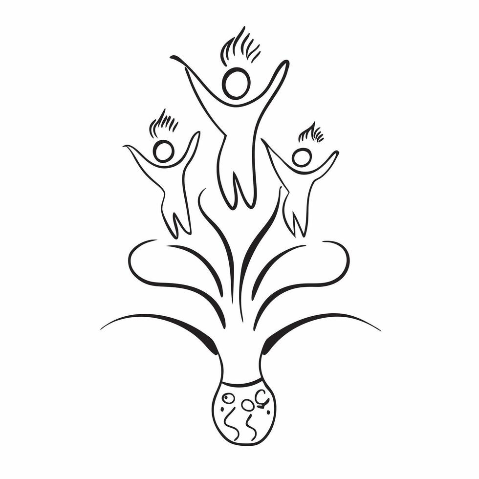 Holographic Family Tree with Glowing Roots concept as A glossy holographic image of a family tree with glowing roots symbolizing strong family ties and diversity isolated on a whit pure Set 2 vector