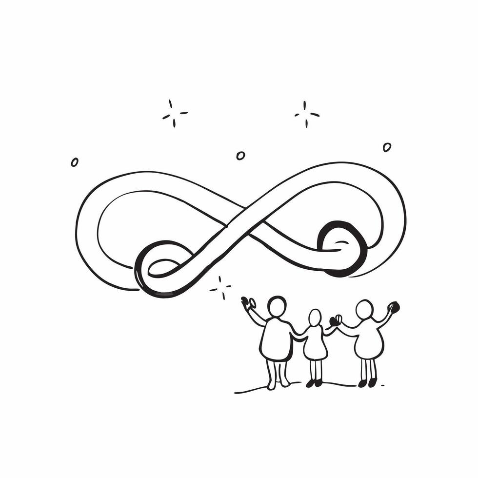 Holographic Family with Glowing Infinity Symbol concept as A holographic image of a family standing beneath a glowing infinity symbol representing endless love and diversity isolat pure vector