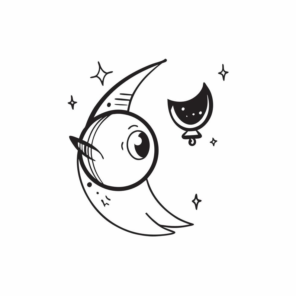 Holographic Owl and Moon with Watch Text concept as A sleek holographic owl and crescent moon with the word Watch in an elegant eerie font The design is isolated on a white balanc pure vector