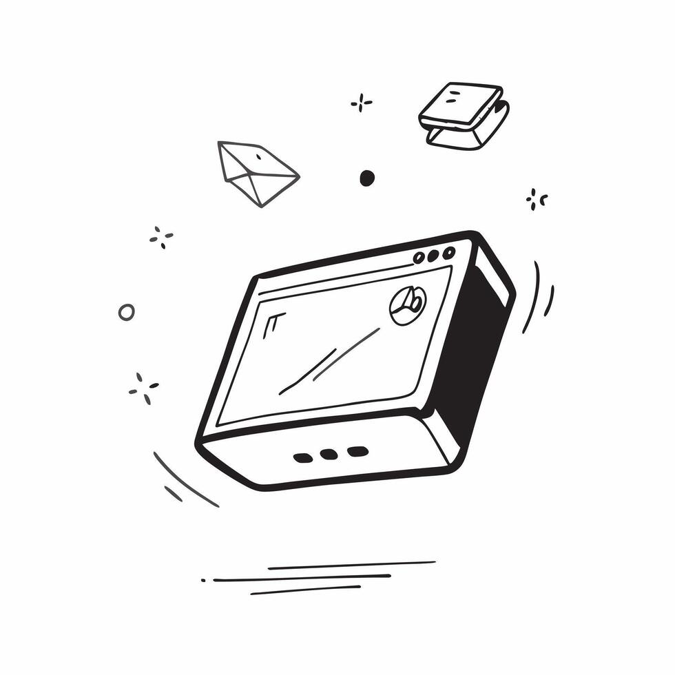 Holographic monitor with floating UI concept as A holographic monitor with floating UI elements softly highlighted by ambient light isolated on a white background with ample copy s pure vector