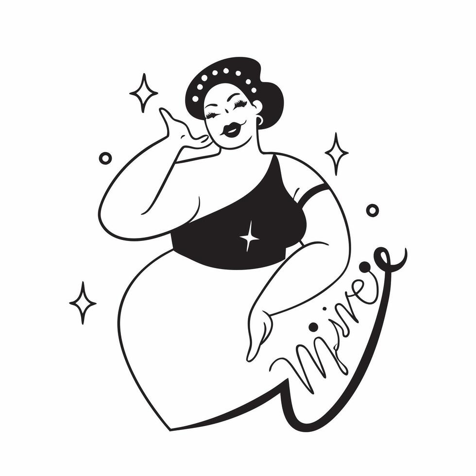 Holographic Plus Size Model with Inspire Text concept as A sleek glossy holographic image featuring a plus size model with the word Inspire in an elegant font The design includes pure vector