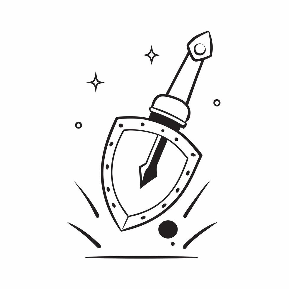 Holographic Sword and Shield with Valor Text concept as A bold photo featuring a glowing holographic sword and shield symbolizing the valor and bravery in the Dussehra story The d pure vector