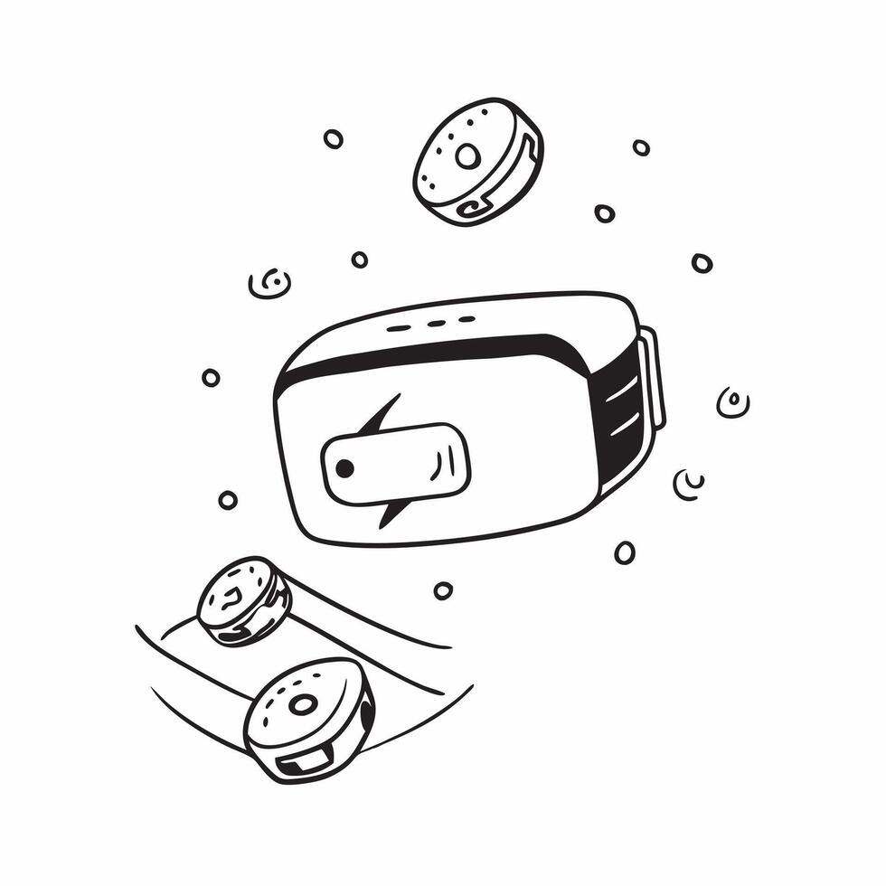Holographic VR headset with floating elements concept as A VR headset with floating holographic elements glowing softly with ambient light isolated on a clean white background in pure vector