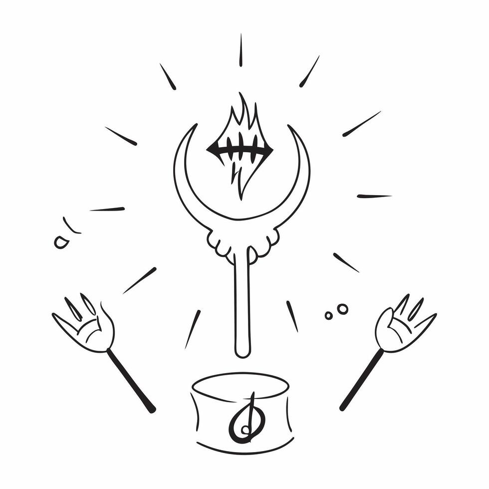 Holographic Trident and Drum with Power Text concept as A powerful photo featuring a glowing holographic trident and drum symbolizing the divine power in Dussehra celebrations The pure vector