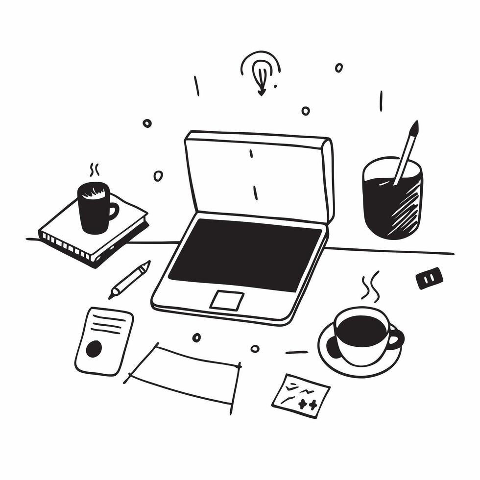 Home Office Desk with Glossy Finish concept as A photo of a modern home office desk with a glossy finish featuring a sleek laptop a cup of coffee and a notepad The camera angle is pure Set 2 vector