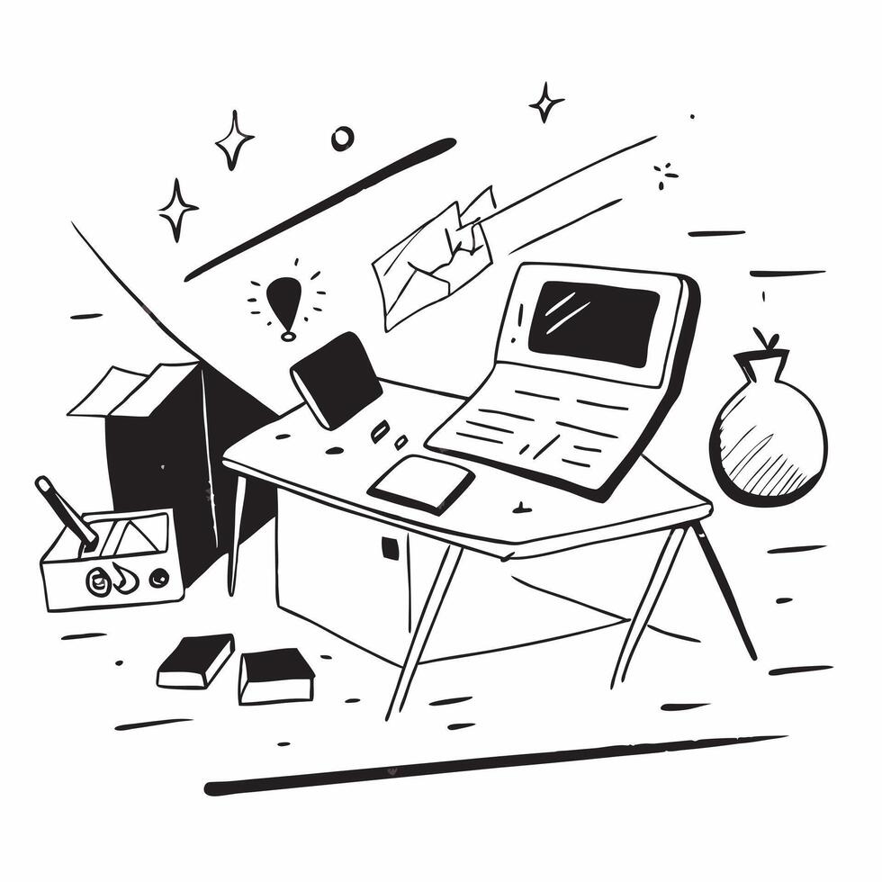 Home Office Setup with Glossy Abstract Digital Art concept as A photo depicting a home office setup with a glossy finish and an abstract digital art background The image highlight pure Set 4 vector