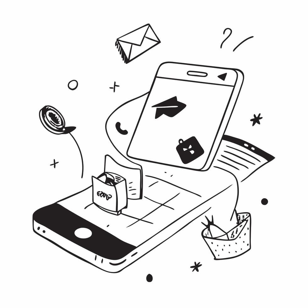 Home office with abstract holographic notifications on a mobile phone concept as Camera movement Zoom into the mobile phone with holographic notifications Scene Glossy abstract di pure Set 2 vector