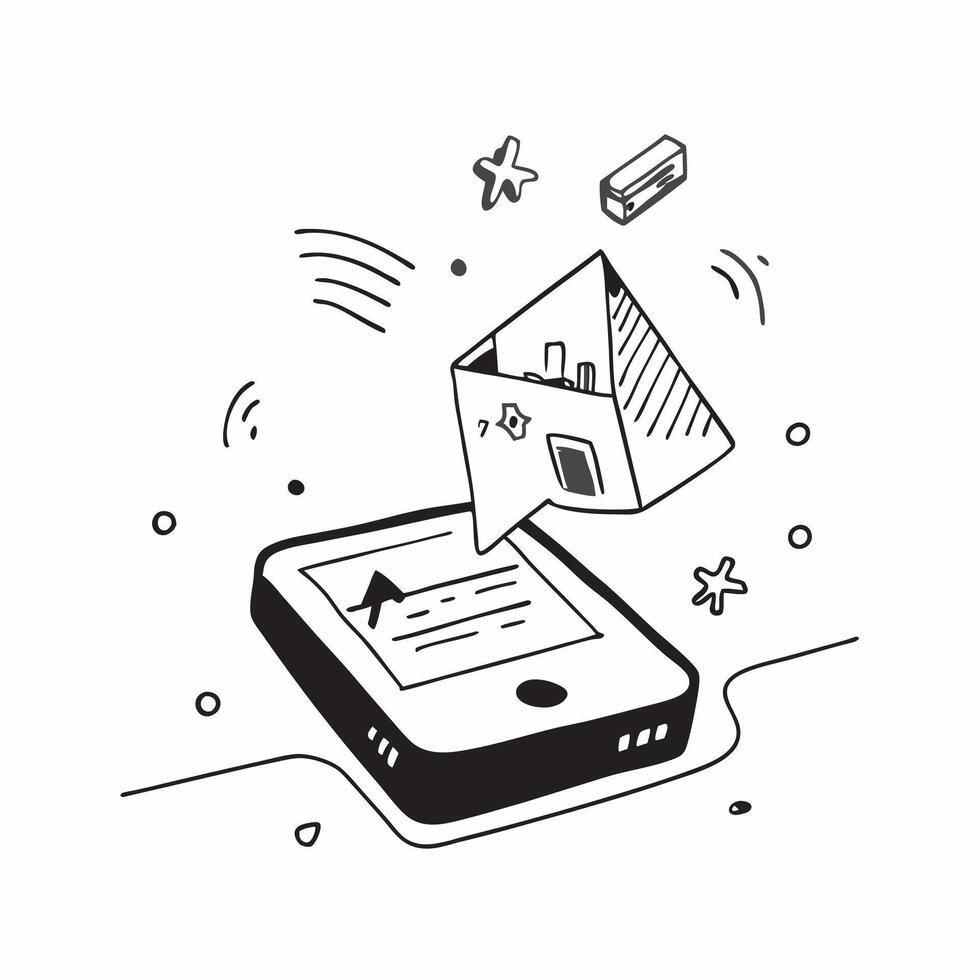 Home office with abstract holographic social media feed on a mobile phone concept as Camera movement Zoom into the mobile phone screen with a holographic social media feed Scene G pure vector