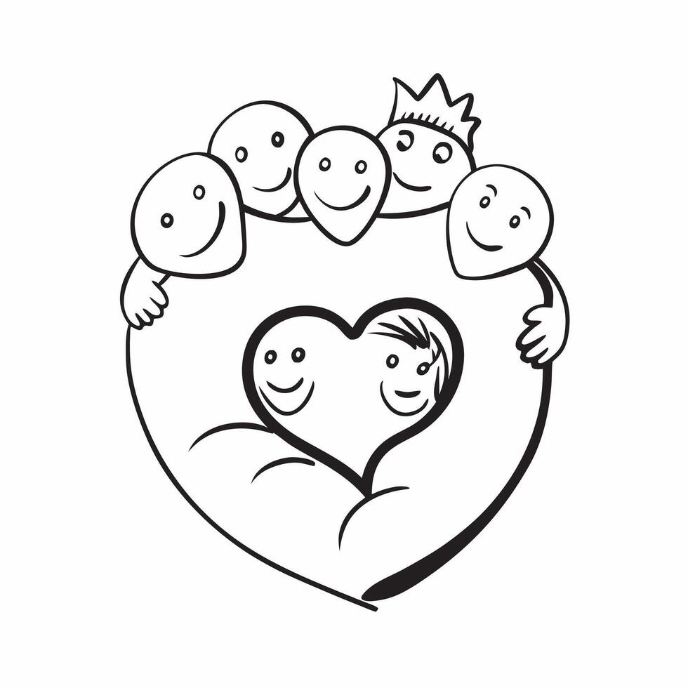 Interracial Family Heart with Compassion Text concept as An isolated of a heart symbol with diverse family members and the word Compassion in a soft inviting font This imag pure vector