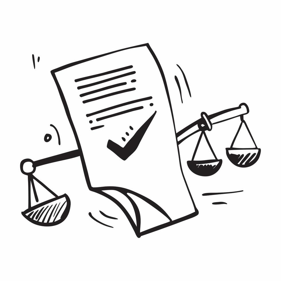 Isolated of a balance scale and document with the word Compliance concept as A design depicting a balance scale and a document with the word Compliance prominently di pure vector