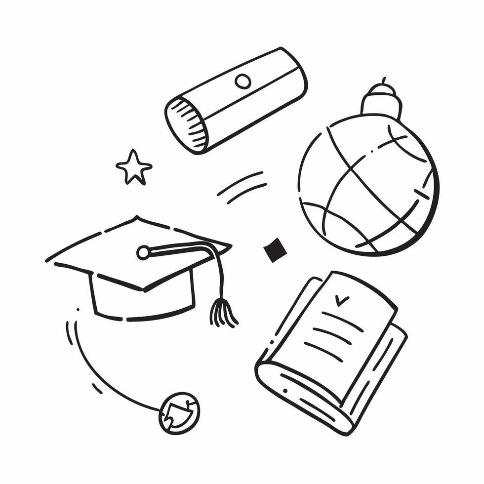Isolated Online Education Icons Set concept as A set of isolated icons representing various elements of online education including a graduation cap globe and book on pure vector