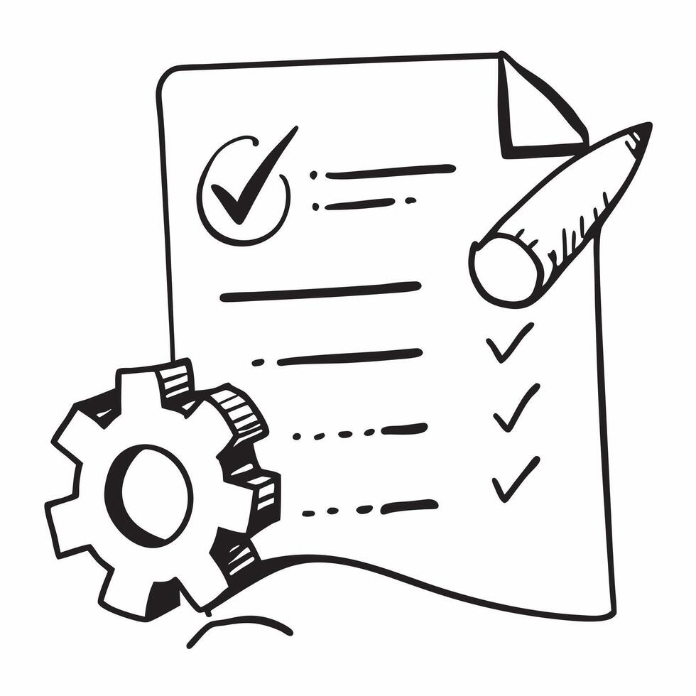 Isolated of a checklist and gear with the word Process concept as A design depicting a checklist and a gear with the word Process prominently displayed Isolated on a pure vector