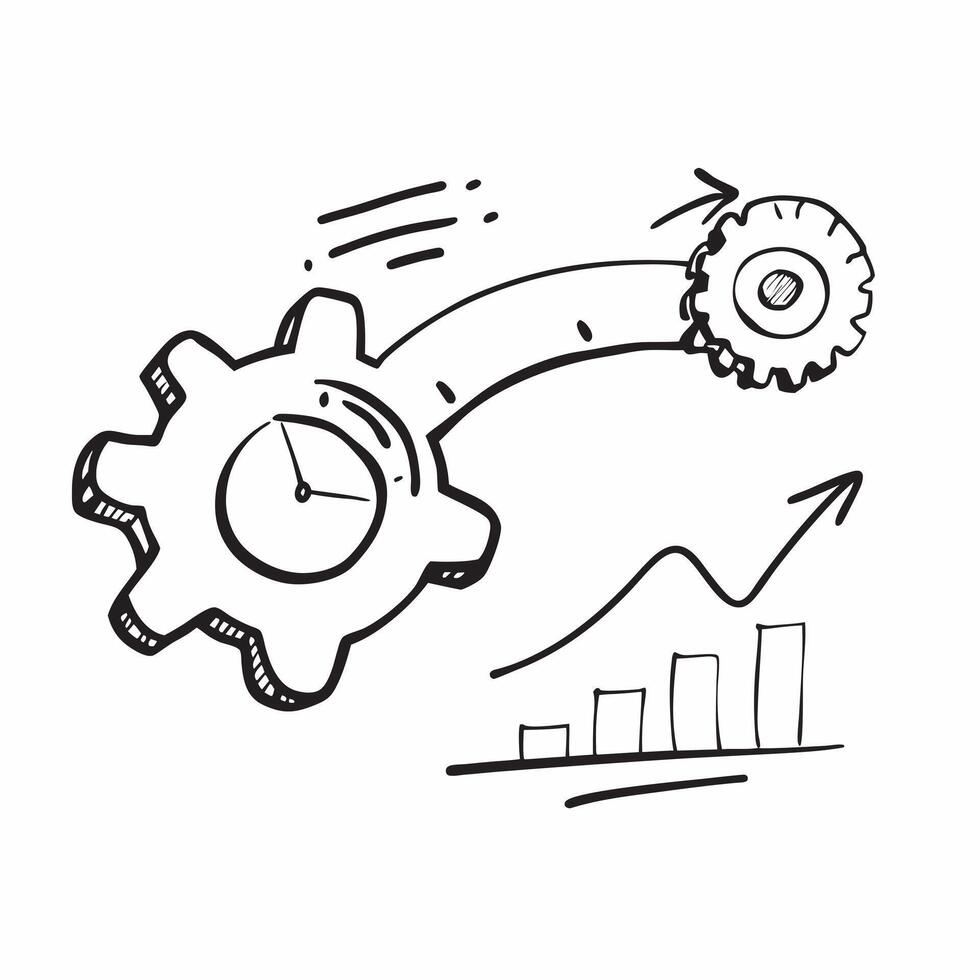 Isolated of a clock and gears with the word Efficiency concept as A design showing a clock and interlocking gears with the word Efficiency prominently displayed The pure vector