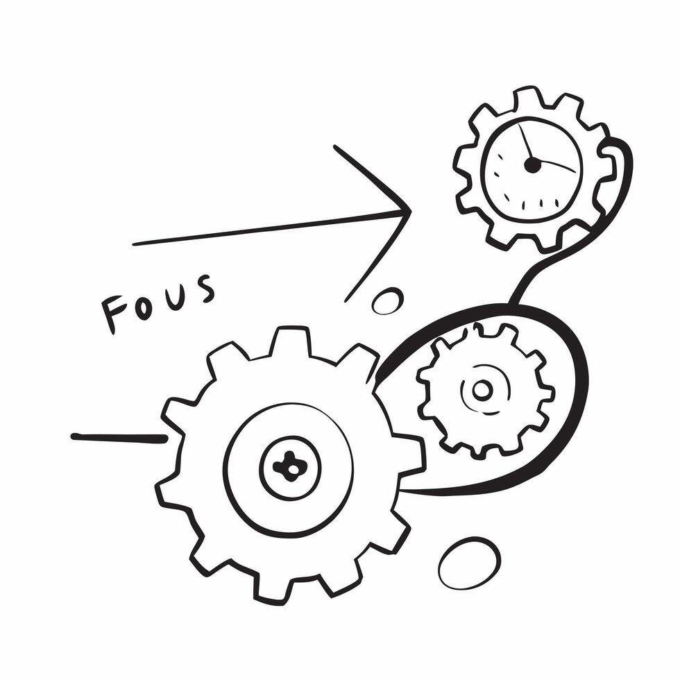 Isolated of a target and gears with the word Focus concept as A design showing a target surrounded by gears with the word Focus displayed prominently The elements ar pure vector